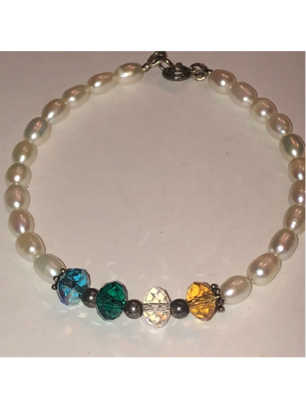 Elegant Genuine Pearl Bracelet Multicolor Beaded Accents